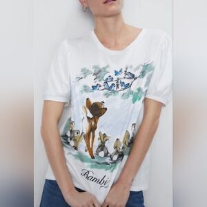 Zara Disney Bambi T-shirt With Puff Sleeves